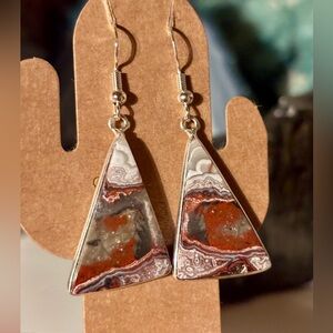 Crazy Lace Agate (Laguna Lace) Crystal Earrings – Sterling Silver 925
